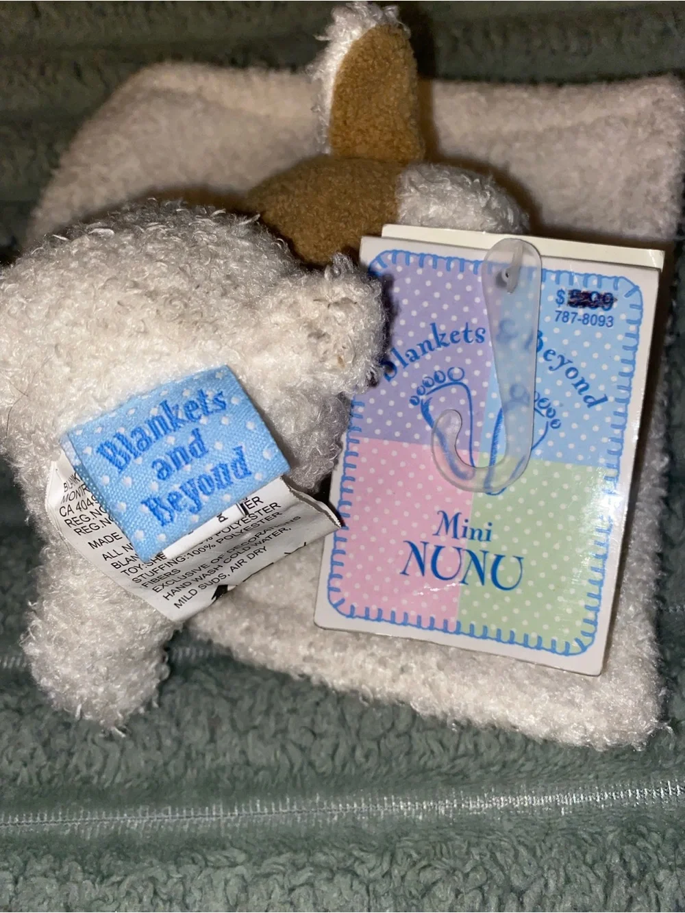 Blankets and Beyond Mini NuNu Plush Lamb Lovey Comfort Blanket White and Tan